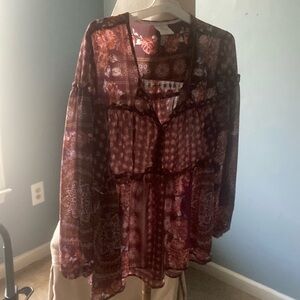 Ladies sheer bohemian flared Blouse sz XXL